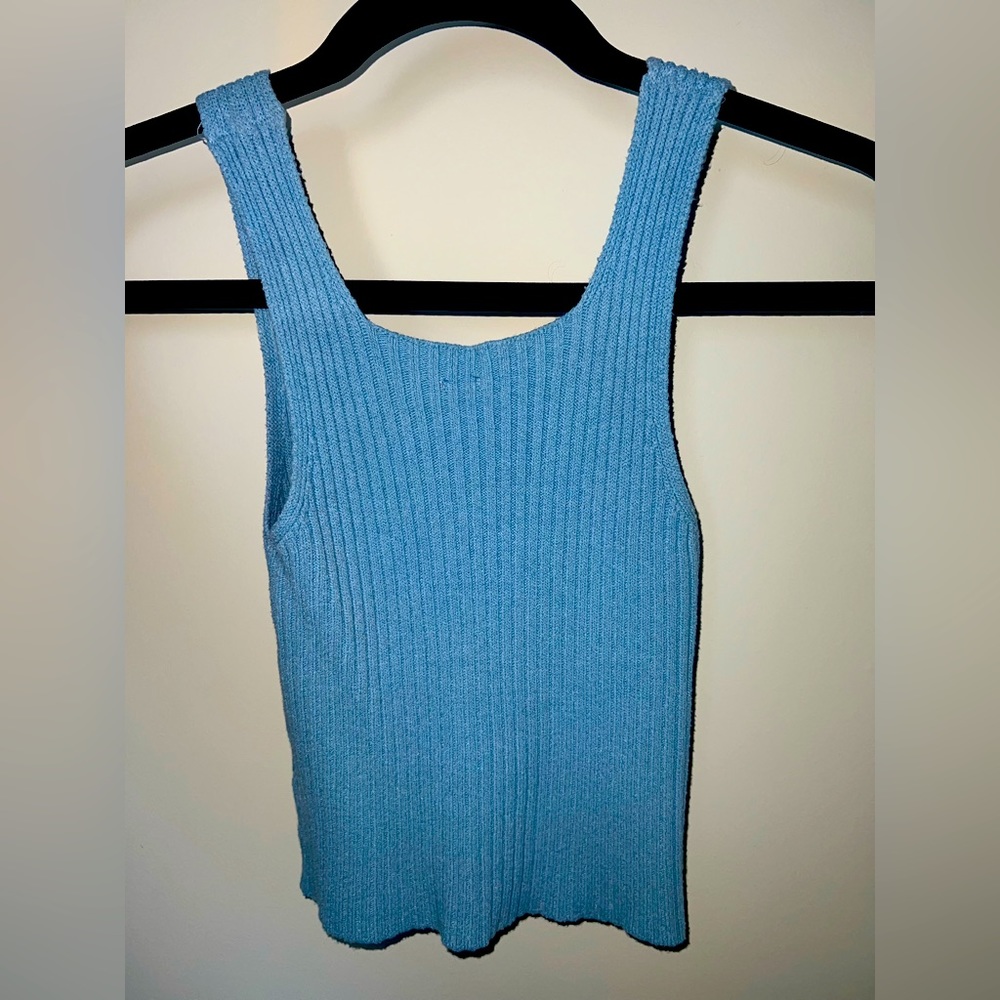 Blue Ribbed Tank Top - Picture 2 of 3